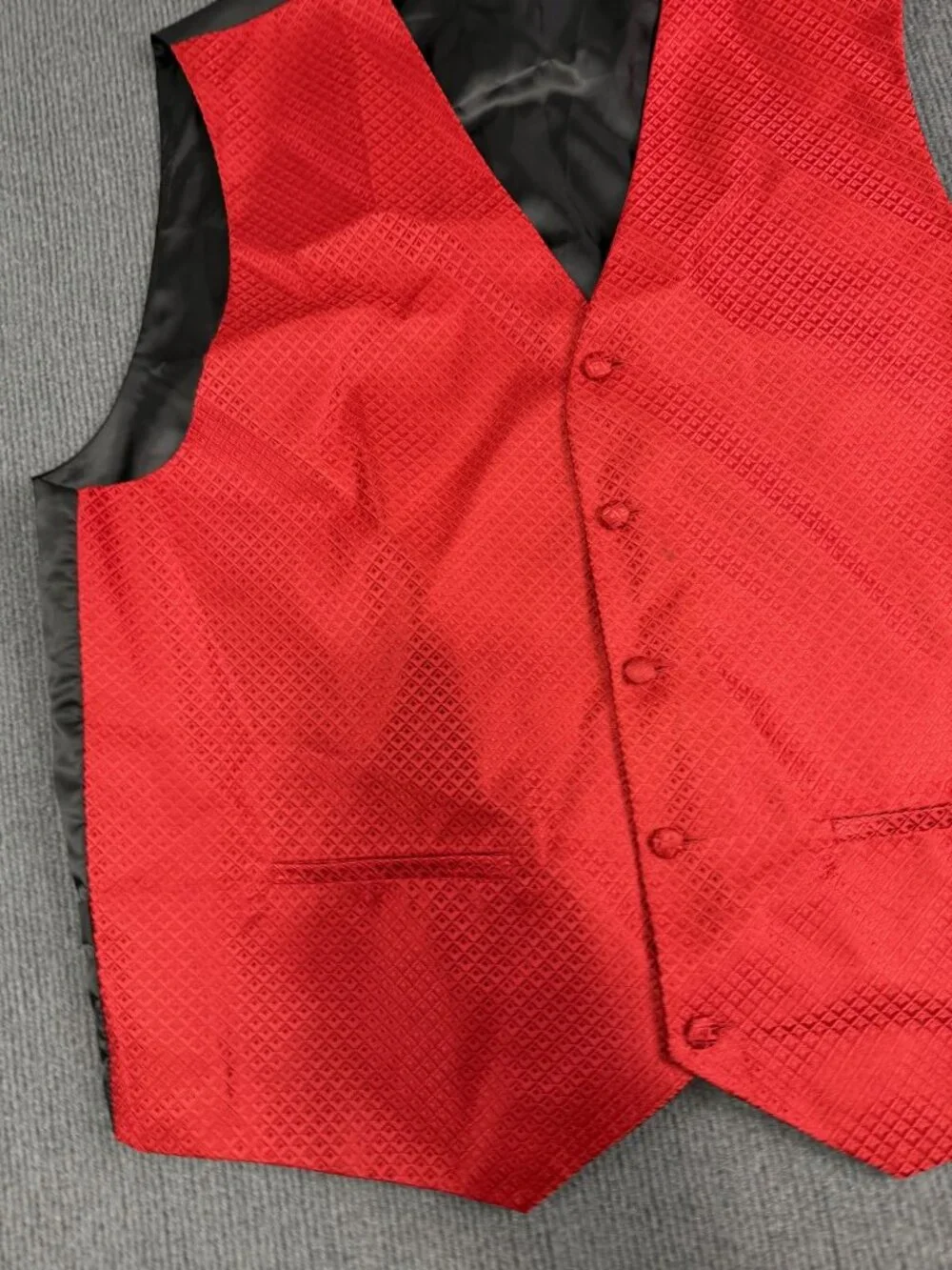 Umo Lorenzo Mens Red Formal Vest XL Diamond Pattern